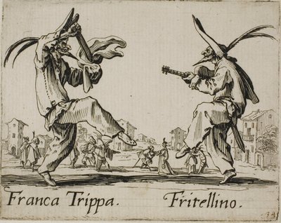 Franca Trippa - Fritellino, tallrik 23 från Balli di Sfessania av Jacques Callot