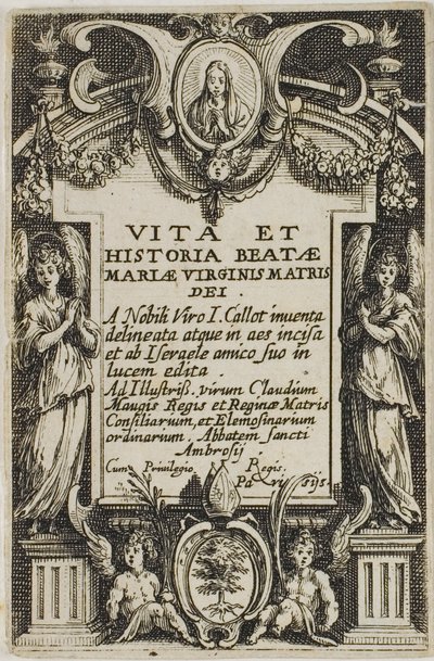 Frontispiece, från Jungfruns liv av Jacques Callot