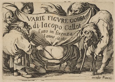 Frontispice, från Varie Figure Gobbi, svit även kallad Les Bossus, Les Pygmées, Les..., 1616-22. av Jacques Callot