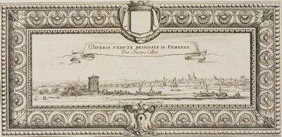 Frontispice, från olika scener designade i Florens av Jacques Callot