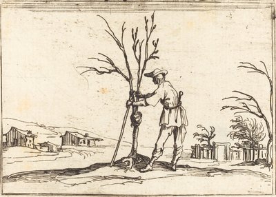 Trädgårdsmästare som beskär ett träd av Jacques Callot