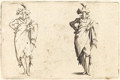 Gentleman sett framifrån med handen på höften av Jacques Callot