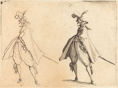Gentleman i stor mantel, framifrån, ca. 1617. av Jacques Callot