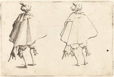 Gentleman in Large Mantle, sedd bakifrån av Jacques Callot