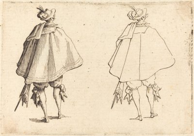 Gentleman in Large Mantle, sedd bakifrån av Jacques Callot