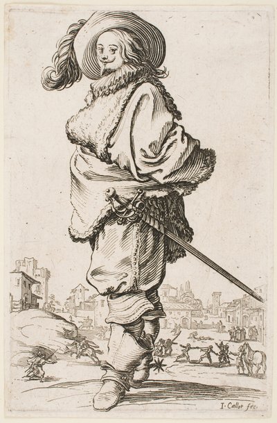 Gentleman in a Fur-Trimmed Cloak, från serien "The Nobility of Lorraine" av Jacques Callot