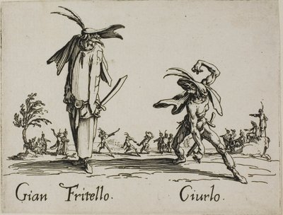 Gian Fritello - Ciurlo, platta 7 från Balli di Sfessania av Jacques Callot