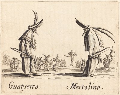 Guatsetto och Mestolino, ca. 1622. av Jacques Callot
