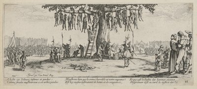 Upphängning, blad 11 i serien ”Krigets fasor” av Jacques Callot