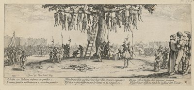Upphängning, blad 11 i serien ”Krigets fasor” av Jacques Callot