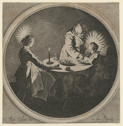 Heliga familjen vid bordet av Jacques Callot