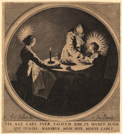 Heliga familjen vid bordet av Jacques Callot