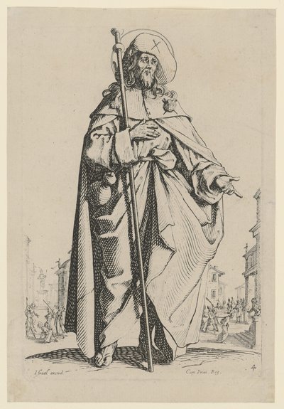 Sankt Jakob den äldre, blad 7 ur serien "Jesus, de tolv apostlarna och Maria" av Jacques Callot