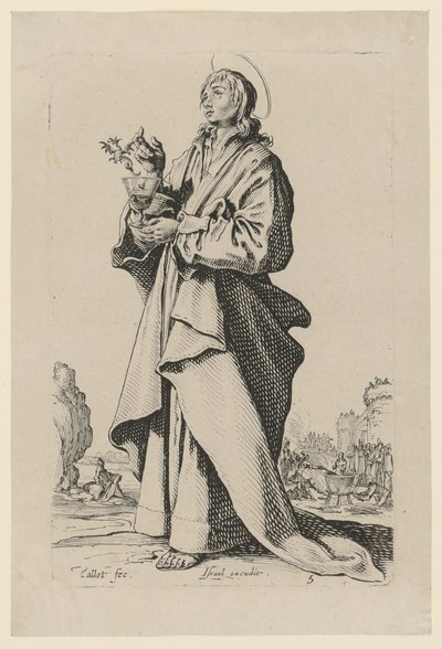 Den helige Johannes Evangelisten, blad 8 i serien ”Jesus, de tolv apostlarna och Maria” av Jacques Callot