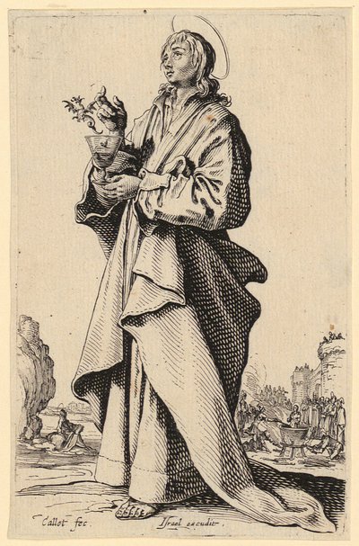 Johannes evangelisten, blad 8 ur serien "Jesus, de tolv apostlarna och Maria" av Jacques Callot