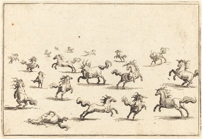 Hästar som springer av Jacques Callot