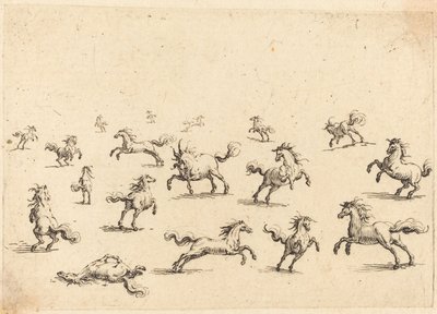 Hästar som springer av Jacques Callot