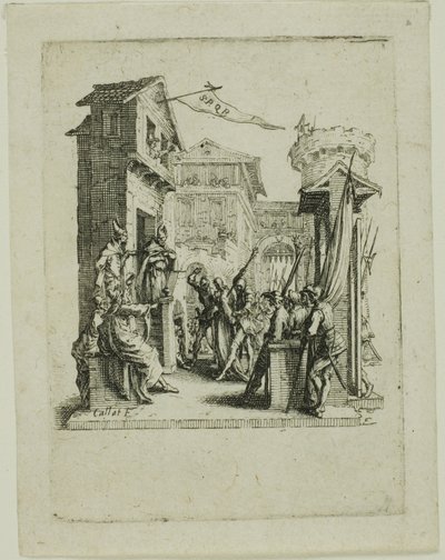 Jesus Before Caiaphas, från The Small Passion av Jacques Callot