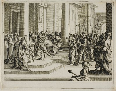 Jesus och den äktenskapsbrytande kvinnan, från Nya testamentet av Jacques Callot