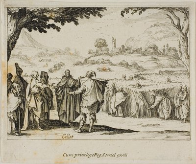 Jesus med fariséerna, från Nya testamentet av Jacques Callot