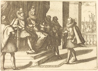 Kung och drottning i samråd om turkarna av Jacques Callot