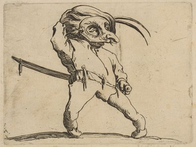 Den maskerade mannen med krokiga ben, från Varie Figure ..., 1616-22. av Jacques Callot