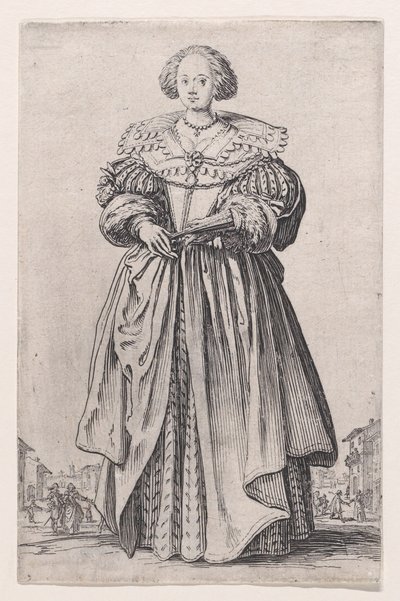 Damen med solfjädern, ur ”Adeln” av Jacques Callot
