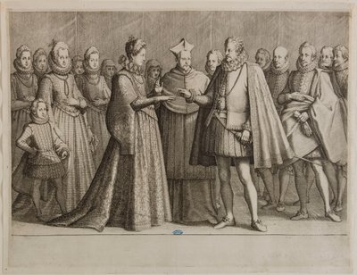 Ferdinand I de Medicis liv, Ferdinand I:s bröllop. Första numret i en serie bestående av 16 färdigställda stycken och 2 extra stycken (Lieure 147, Meaume 534) av Jacques Callot
