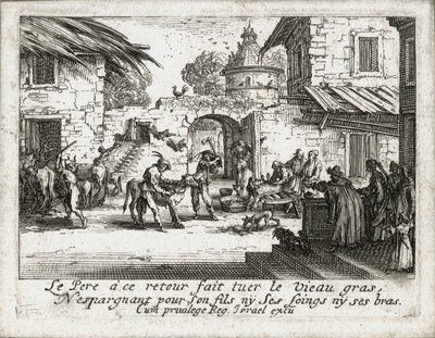 Den förlorade sonens liv ... (gravyr) av Jacques Callot