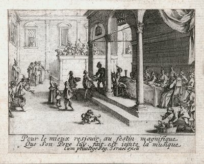 Den förlorade sonens liv ... (gravyr) av Jacques Callot