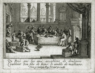 Den förlorade sonens liv ... (gravyr) av Jacques Callot