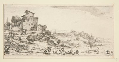 La chasse au cerf (Hjortjakt nära herrgården), från Landscapes for Giovanni de Medici av Jacques Callot