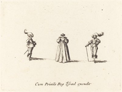 Lady sedd bakifrån, och två herrar av Jacques Callot