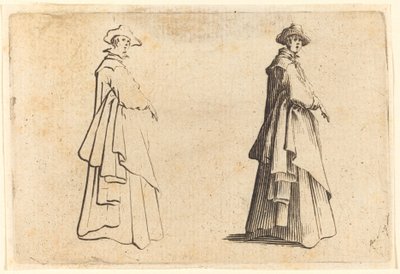 Dam i stor kappa av Jacques Callot