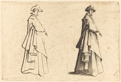 Dam i stor kappa av Jacques Callot