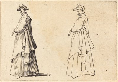 Dam i stor kappa av Jacques Callot