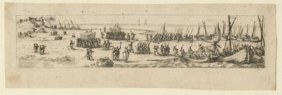 Landstigning av trupper vid belägringen av La Rochelle, 1630 av Jacques Callot