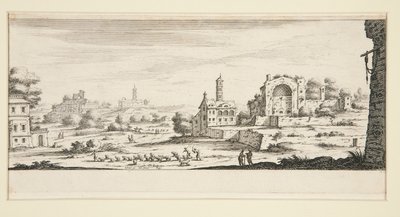 Landskap med stora byggnader av Jacques Callot