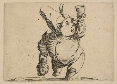 Le Beveur vu de Face Drickaren sett framifrån, från Varie Figure Gobbi, kostym..., 1616-22. av Jacques Callot