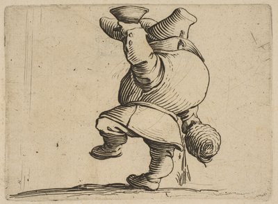 Le Buveur Vu de Dos Drickaren sedd bakifrån, från Varie Figure Gobbi, suite appe..., 1616-22. av Jacques Callot