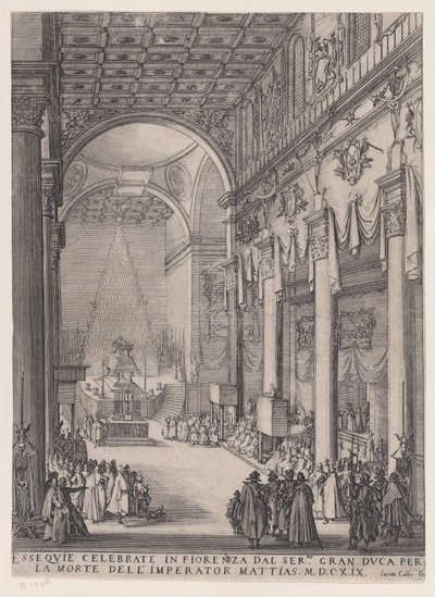 Kejsar Mathias katafalk, även kallad Den lille predikanten, Florens gravkapell och Kejsar Mathias rekviem av Jacques Callot