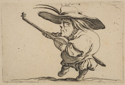 The Lute Player, från Varie Figure Gobbi, svit även kallad Les B..., 1616-22. av Jacques Callot