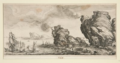 Le combat naval (Sjöstrid), från Landscapes for Giovanni de Medici av Jacques Callot