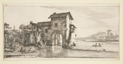 Le moulin a eau (Kvarnen på vattnet), från Landscapes for Giovanni de Medici av Jacques Callot