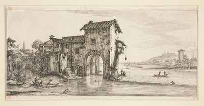 Vattenkvarnen, ur Landskap för Giovanni de Medici av Jacques Callot