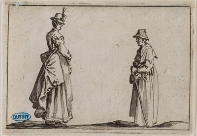 Nyckerna, två kvinnor i profil. Nittonde numret i serien om 50 gravyrer utförda i Florens (Lieure 232, Meaume 804) av Jacques Callot
