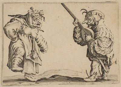 Les Danseurs au Luth Dansarna med en lut, från Les Caprices Series B, The Nancy Set, 1617-20. av Jacques Callot