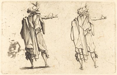Man sedd bakifrån med sin högra arm utsträckt av Jacques Callot