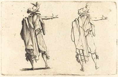 Man sedd bakifrån med sin högra arm utsträckt av Jacques Callot