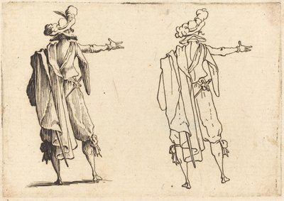 Man sedd bakifrån med sin högra arm utsträckt av Jacques Callot
